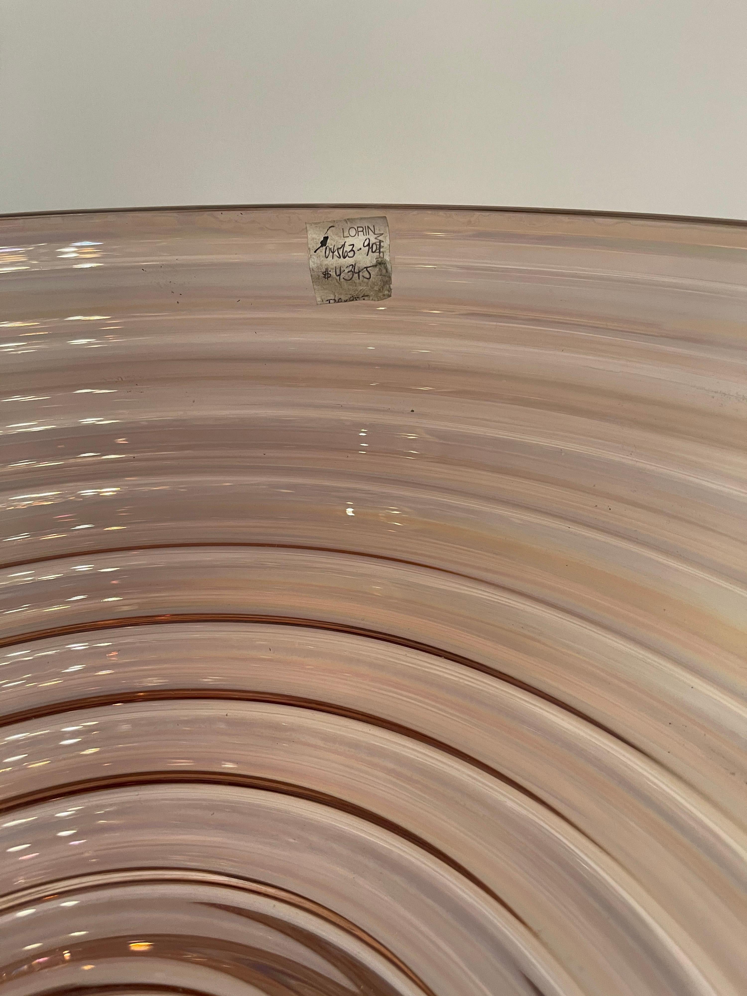 20th Century Wonderful Lorin Marsh Beehive Bowl Pink Iridescent Murano Glass Centerpiece Bowl
