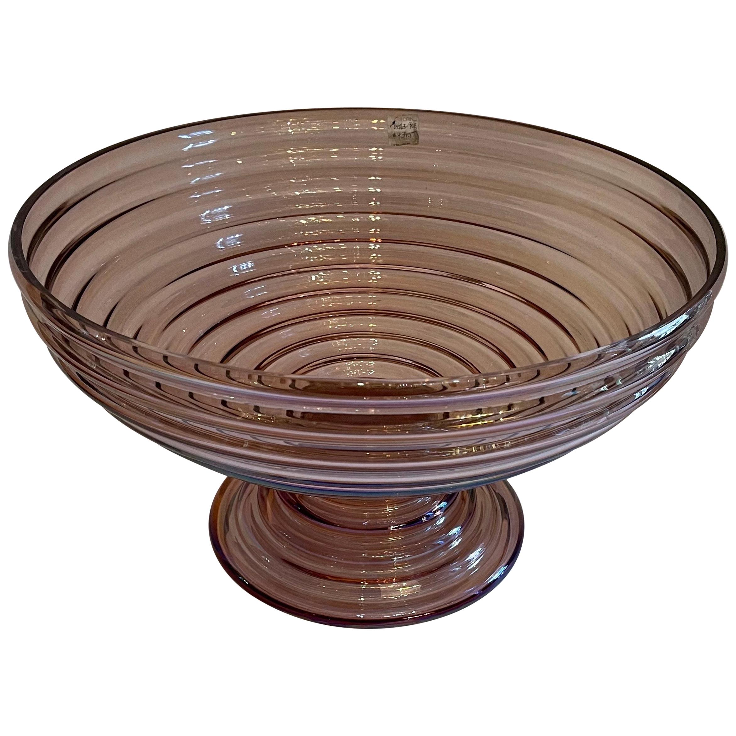 Wonderful Lorin Marsh Beehive Bowl Pink Iridescent Murano Glass Centerpiece Bowl