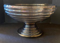 Maravilloso cuenco colmena Lorin Marsh Cuenco de cristal de Murano gris humo para centro de mesa