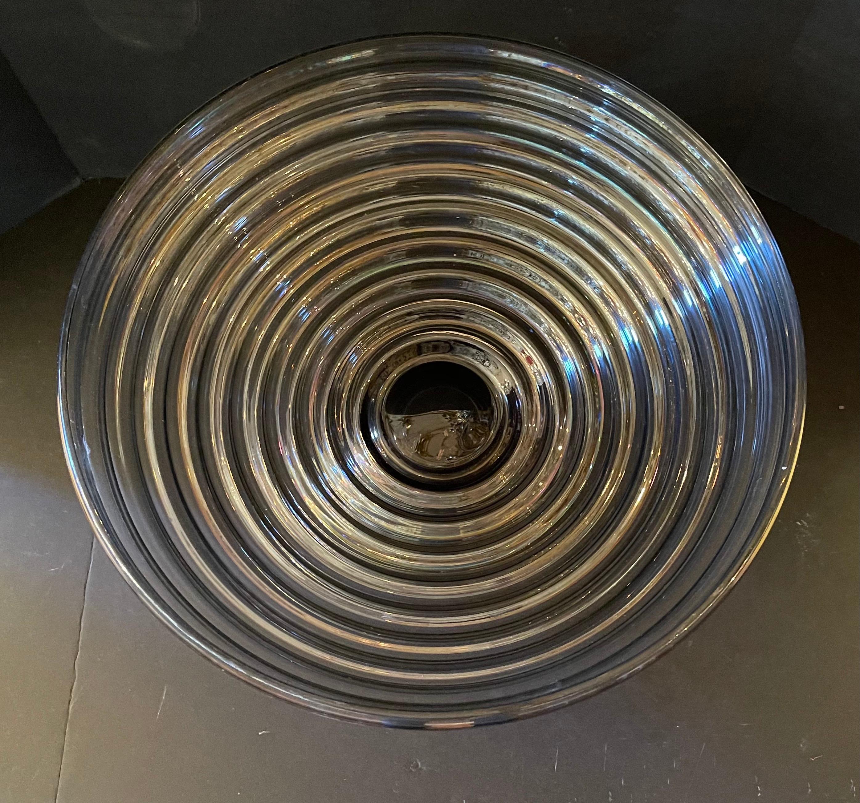 Mid-Century Modern Wonderful Lorin Marsh Beehive Bowl Smoke Grey Murano Art Glass Centerpiece Bowl For Sale