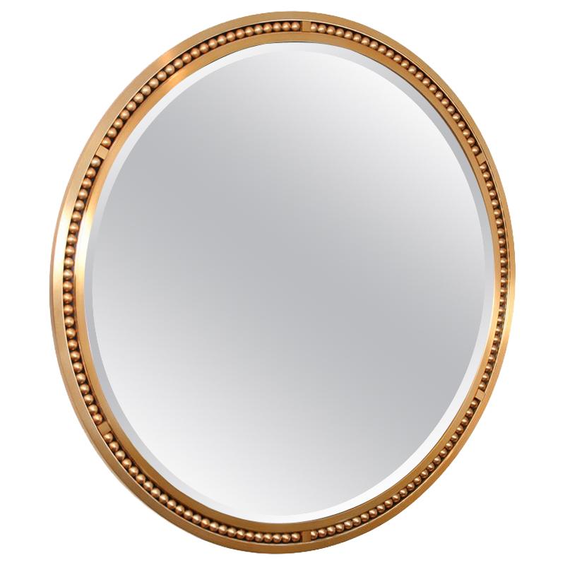 Wonderful Lorin Marsh Brushed Satin Steel Ball Insert Large Round Beveled Mirror For Sale