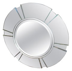 Wonderful Lorin Marsh Modern Round Italian Venetian Beveled Mirror Glass Panels