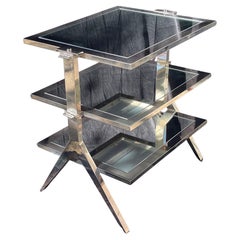 Wonderful Lorin Marsh Polished Nickel Mirror Three-Tier Side Table