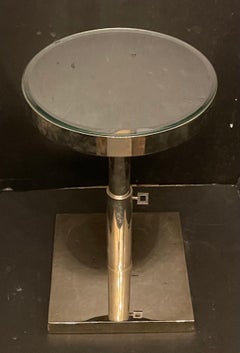 Wonderful Lorin Marsh Polished Nickel Round Mirrored Top Telescoping Side Table