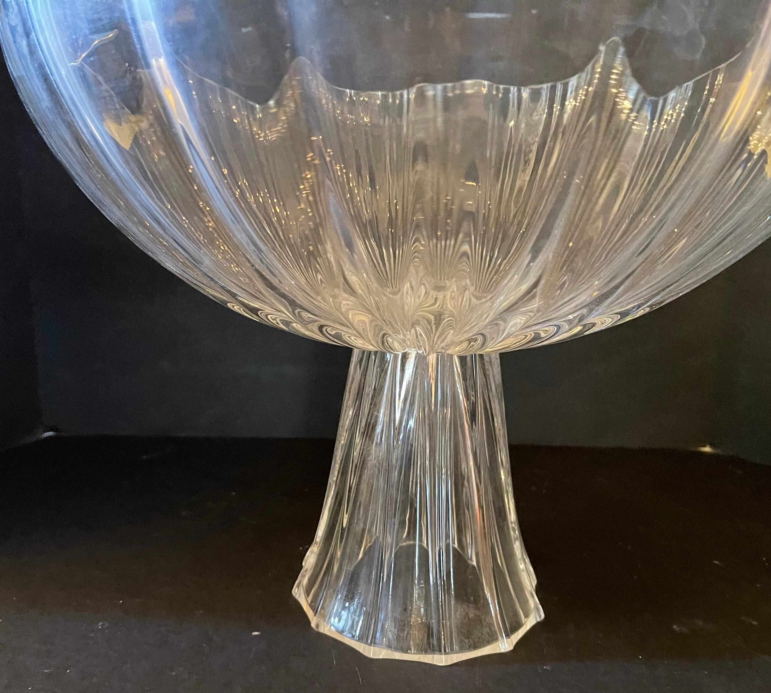 Mid-Century Modern Wonderful Lorin Marsh Rigadin Bowl Clear Murano Glass Centerpiece Large Bowl For Sale