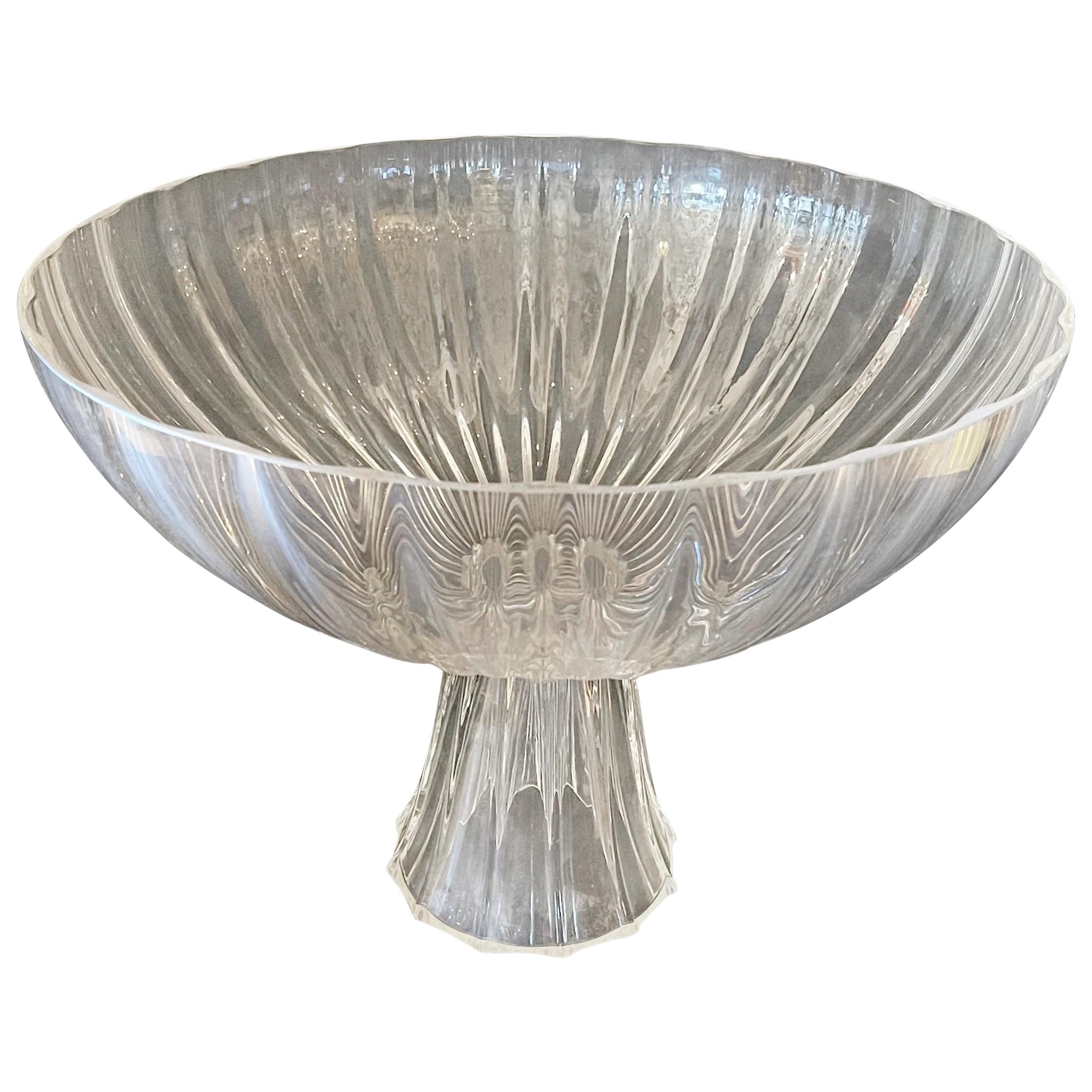 Wonderful Lorin Marsh Rigadin Bowl Clear Murano Glass Centerpiece Large Bowl For Sale