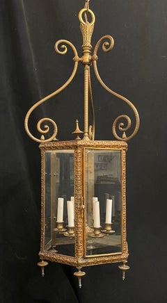 Wonderful Louis XVI Large Gilt Bronze Baroque Hexagon Lantern Light Fixture
