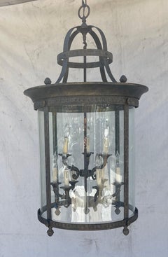 Wonderful Louis XVI Neoclassical Regency Empire Large Curved Glass Lantern