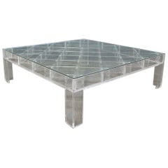 Maravillosa mesa de centro con rejilla acrílica de lucita Gary Strutin Charles Hollis Jones