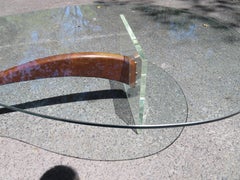 Wonderful Lucite Sculptural Walnut Coffee Table Midcentury