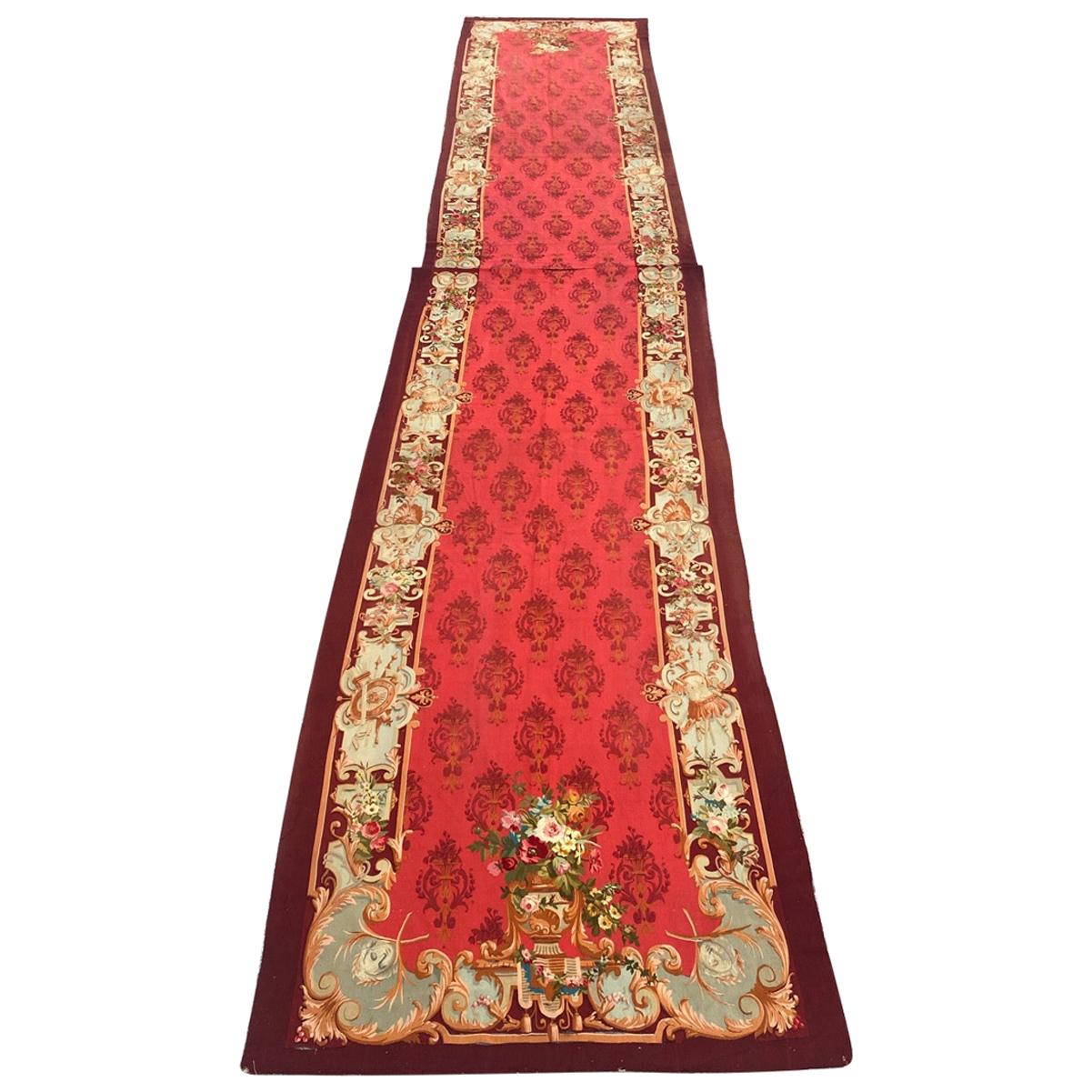 Wonderful Luxurious Antique Napoleon the Third Aubusson Tapestry Runner Rug For Sale