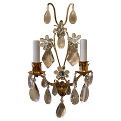 Wonderful Maison Bagues #07127  Two-Light Wall Sconce Gold Gilt Iron Crystal