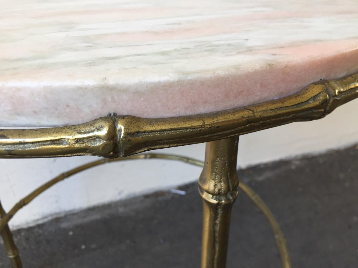 Bamboo style brass base and marble-top in excellent condition.