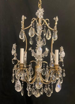 Wunderschöner Maison Baguès Bronze Gold Vergoldet Perlen Bergkristall Korb Kronleuchter