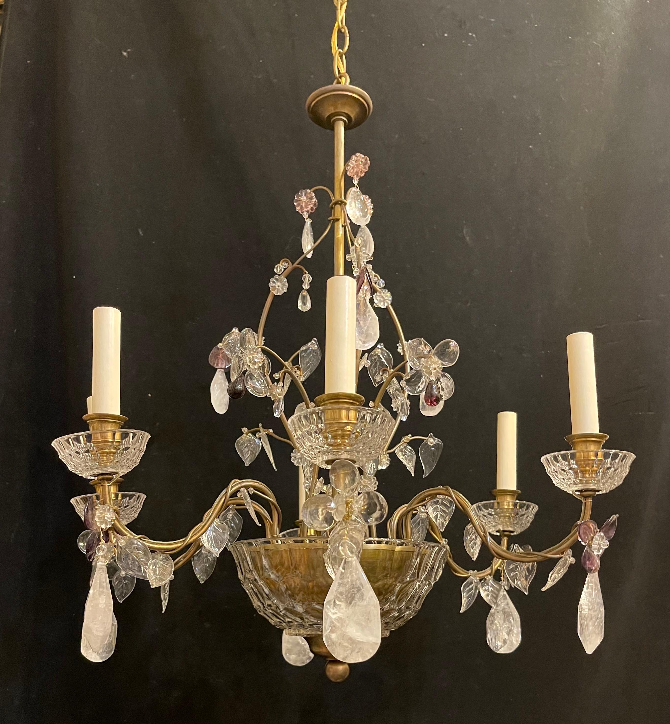 Maravillosa Maison Baguès Araña francesa de cristal de roca con lazo de cristal Branze Francés en venta