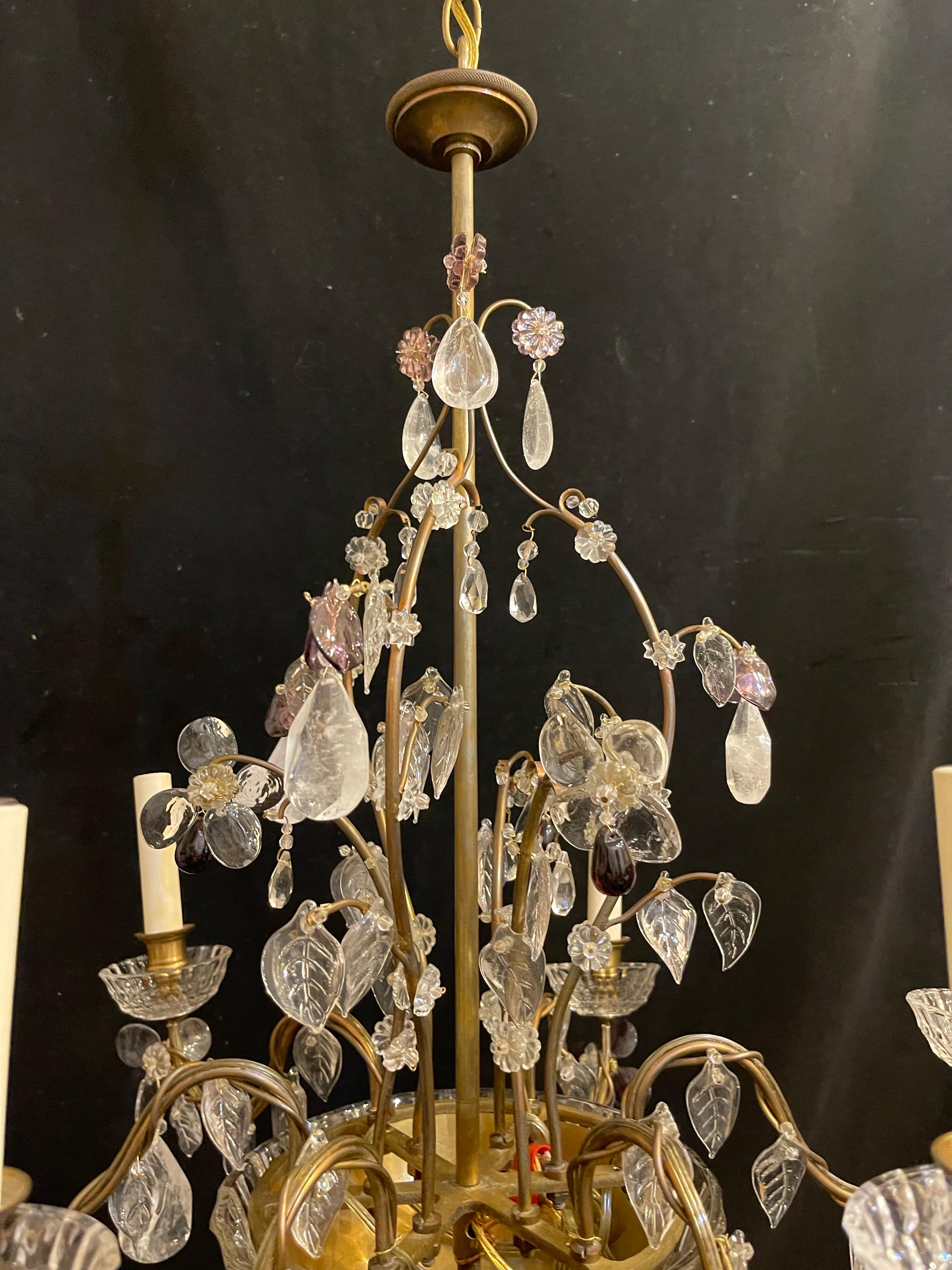 Maravillosa Maison Baguès Araña francesa de cristal de roca con lazo de cristal Branze en Bueno estado para la venta en Roslyn, NY