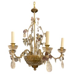 Wonderful Maison Baguès French Branze Crystal Bow Basket Rock Crystal Chandelier