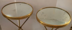 Wonderful Maison Baguès Gilt Bronze Mirror Top Hollywood Regency Pair Tables