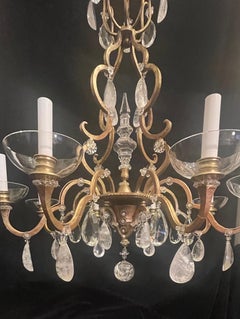 Merveilleux lustre à huit lumières en cristal de roche de la Maison Baguès Louis XVI