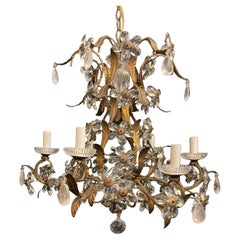 Wonderful Maison Bagues Rock Crystal Flower Bouquet Bird Cage 6 Light Chandelier