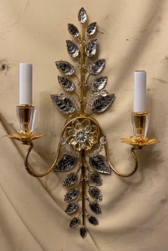 Meravigliosa Maison Bagues Sconce #11169 2 Light Flower Leaf Gold Gilt Bouquet