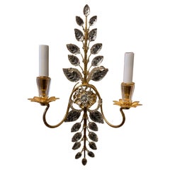 Wunderschöner Maison Bagues-Wandleuchter #11169, 2 Lichter Blumenblatt, vergoldeter Blumenstrauß