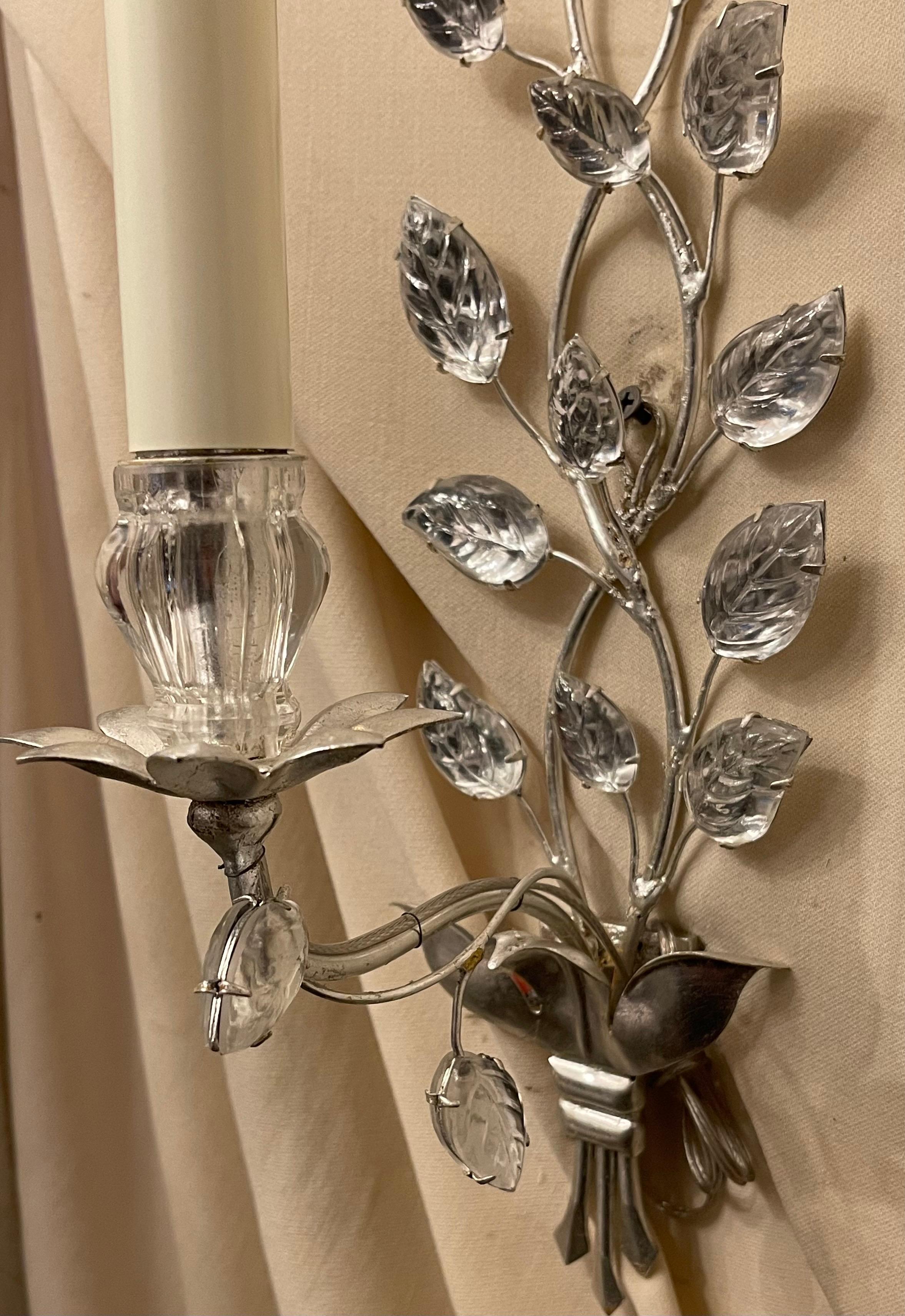 XX secolo Meraviglioso Sconce Maison Bagues #41 a 1 braccio Fiore Dorato Foglia d'Argento in vendita