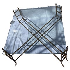 Wonderful Maison Baguès Square Glass Gilt Iron Faux Bamboo Coffee Cocktail Table