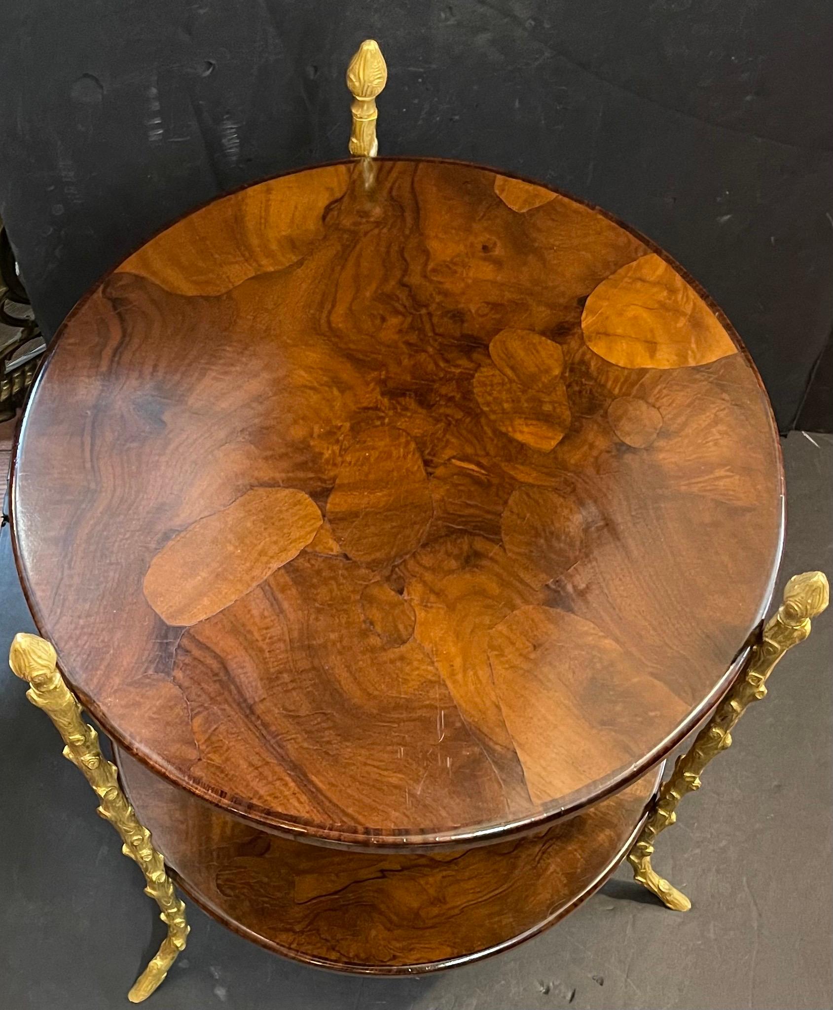 Wonderful Maison Bagues Two Tier Walnut Dore Bronze Faux Branch Form Round Table In Good Condition For Sale In Roslyn, NY