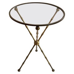 Wonderful Maison Jansen Bagues Bronze Faux Bamboo Glass Side Gueridon End Table