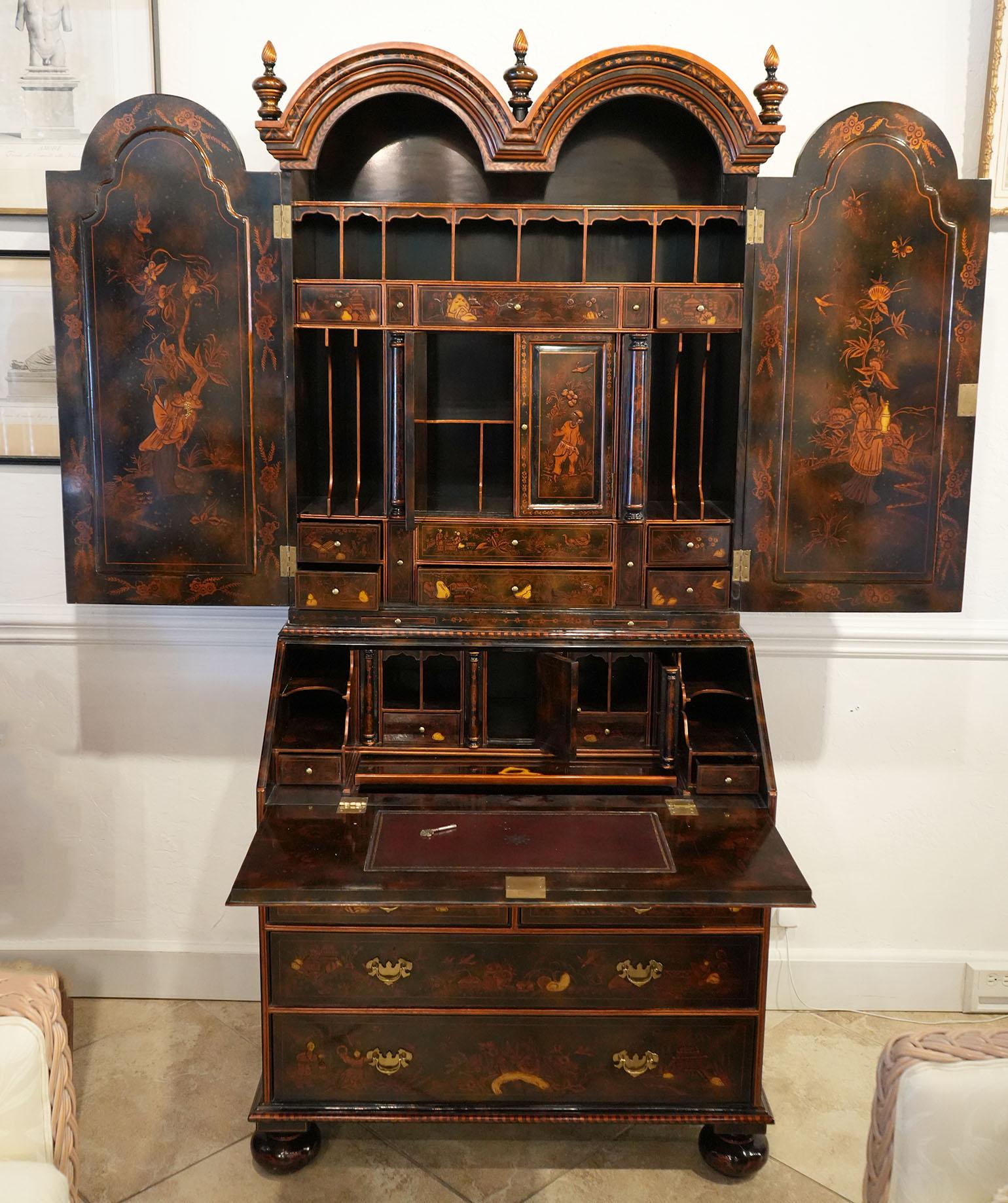 Wood Wonderful Maitland Smith Chinoiserie Decorated Secretary Desk Queen Anne Style