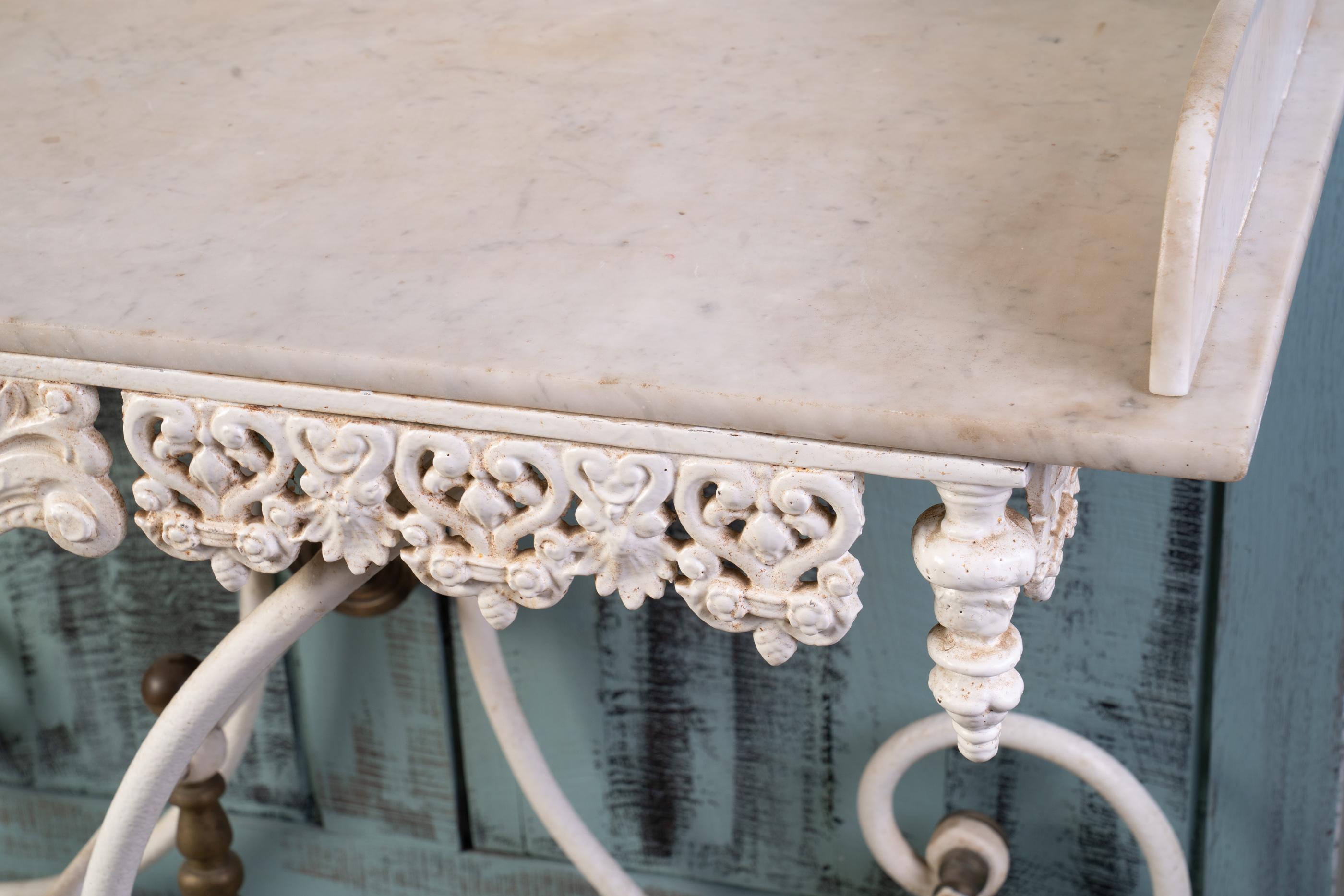 Wonderful Marble and Iron Bakers Table In Good Condition In New Orleans, LA