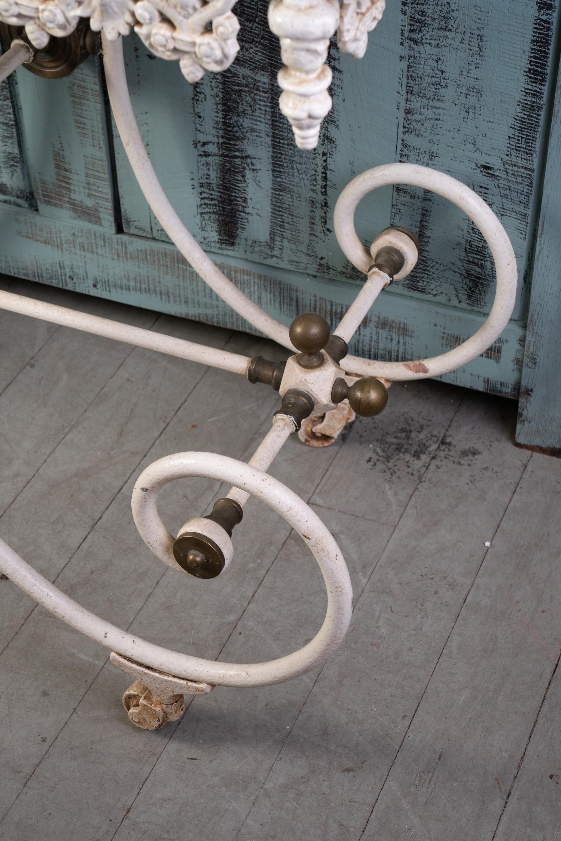 19th Century Wonderful Marble and Iron Bakers Table