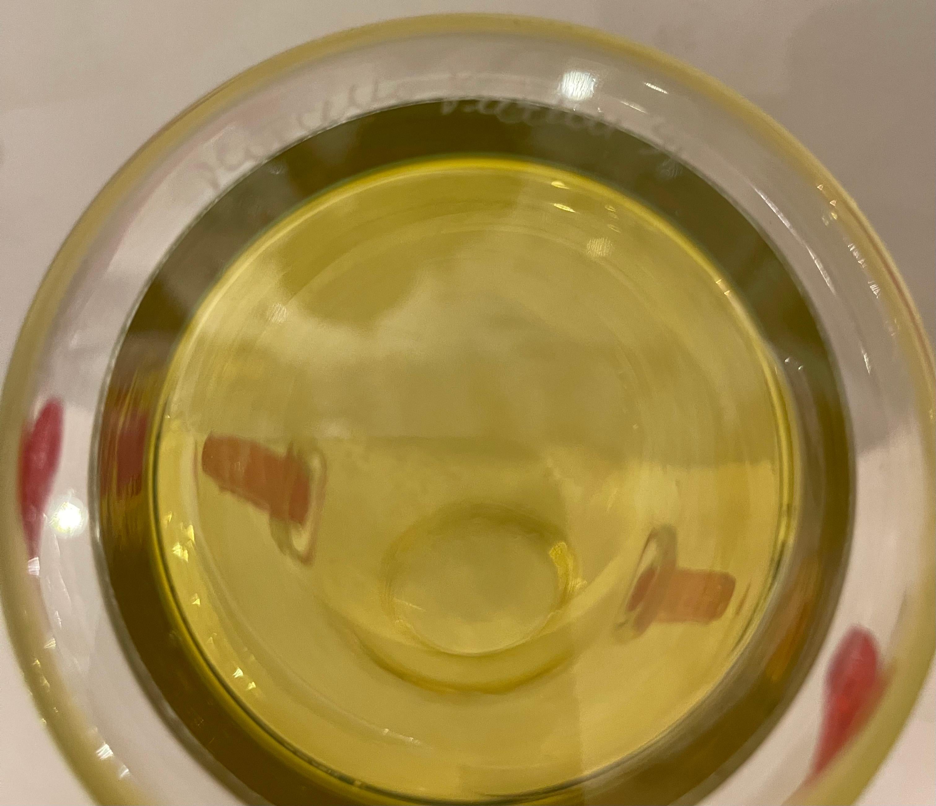 Maravilloso Marcello Furlan Murano Italiano Raro Arte Vidrio Jarrón Amarillo Rojo siglo XX en venta