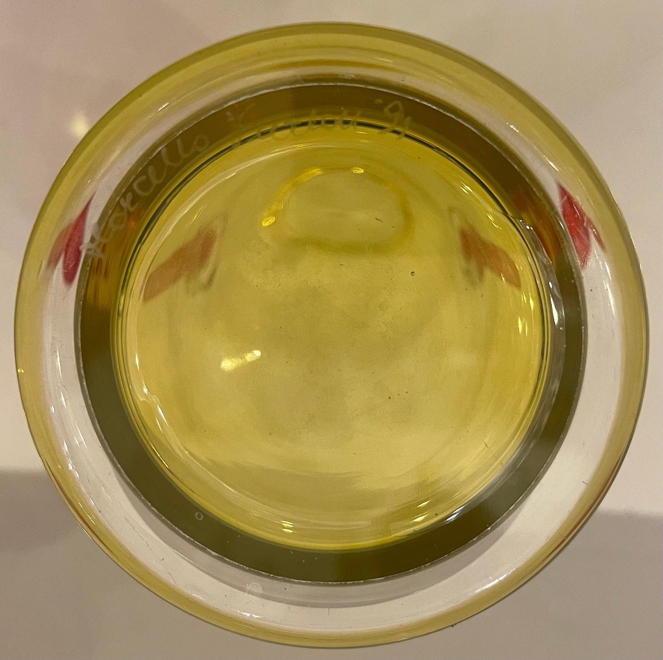 Maravilloso Marcello Furlan Murano Italiano Raro Arte Vidrio Jarrón Amarillo Rojo Vidrio artístico en venta