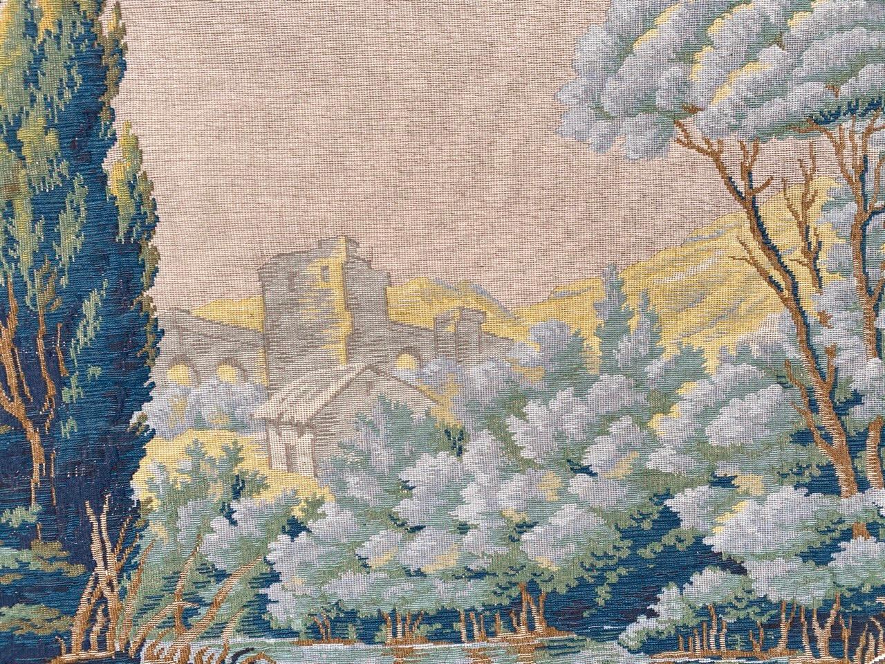 Merveilleuse tapisserie jaquar de style Aubusson du milieu du siècle dernier en vente 4