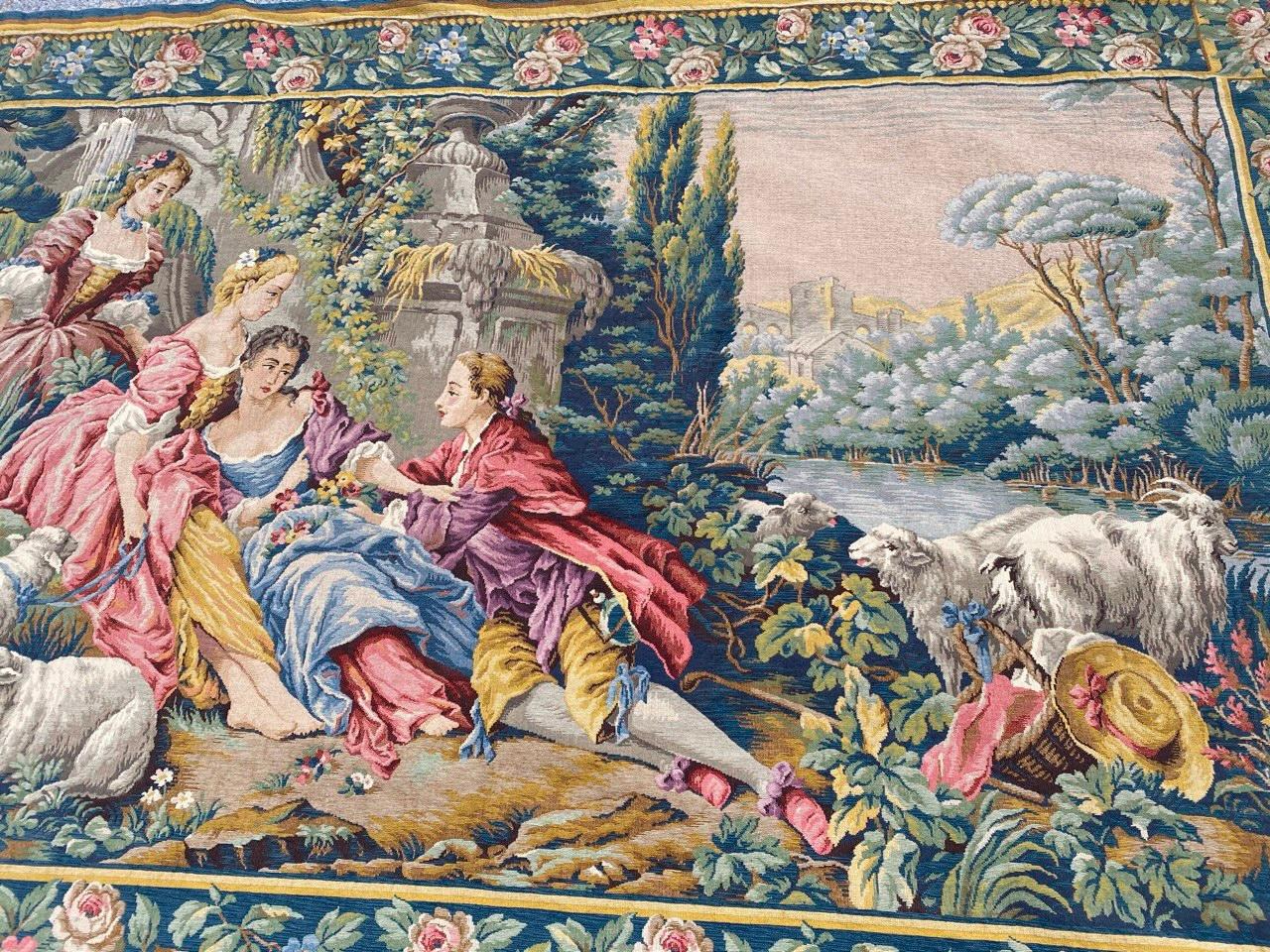 Wunderschöner Wandteppich im Aubusson-Stil aus der Mitte des Jahrhunderts von Jaquar im Angebot 6