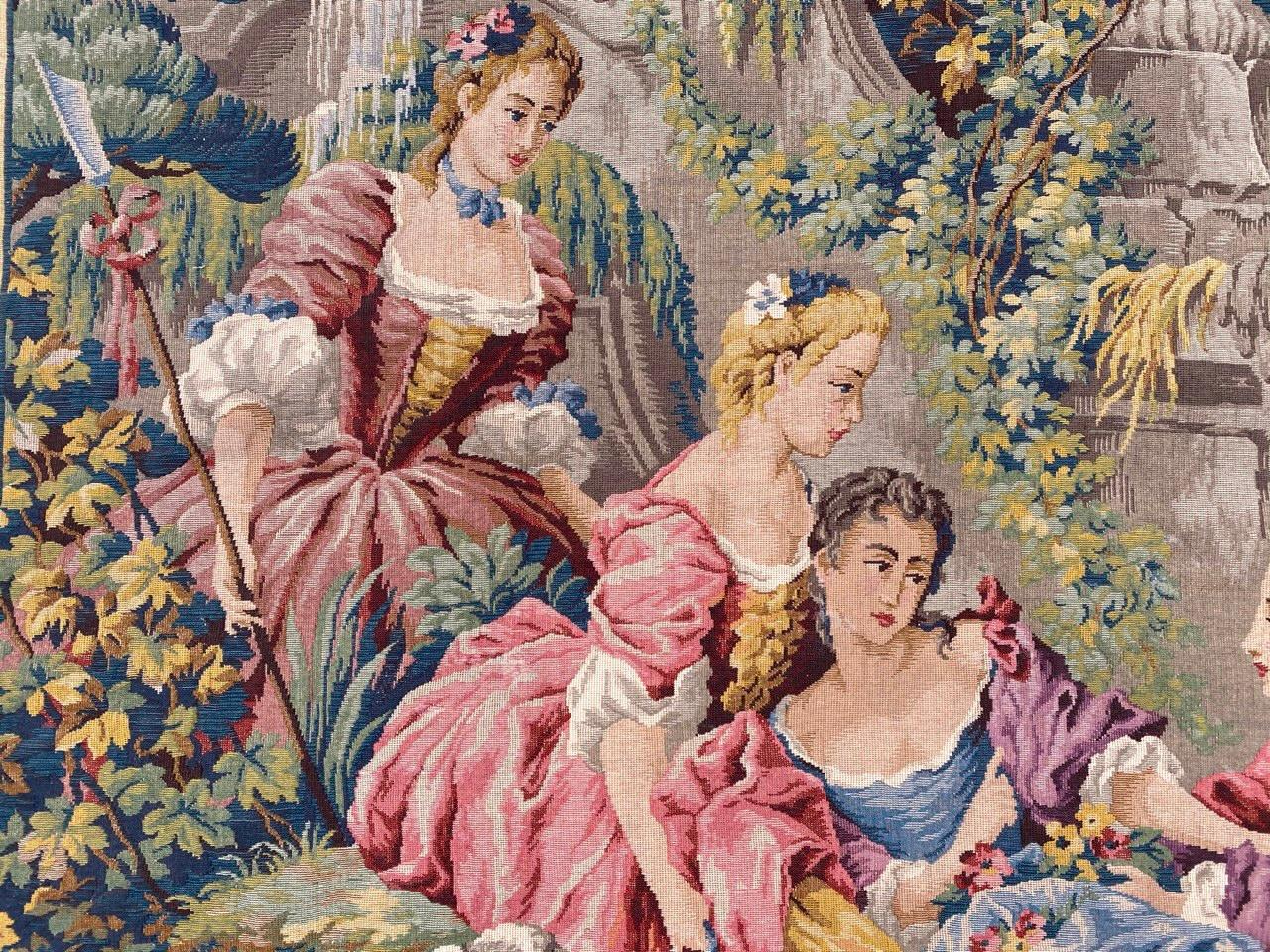 Français Merveilleuse tapisserie jaquar de style Aubusson du milieu du siècle dernier en vente