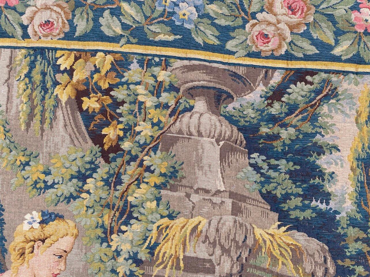 Fait à la machine Merveilleuse tapisserie jaquar de style Aubusson du milieu du siècle dernier en vente