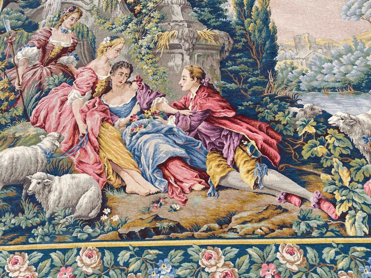 Merveilleuse tapisserie jaquar de style Aubusson du milieu du siècle dernier en vente 1