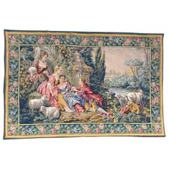 Antique Wonderful Mid century Aubusson Style Jaquar Tapestry