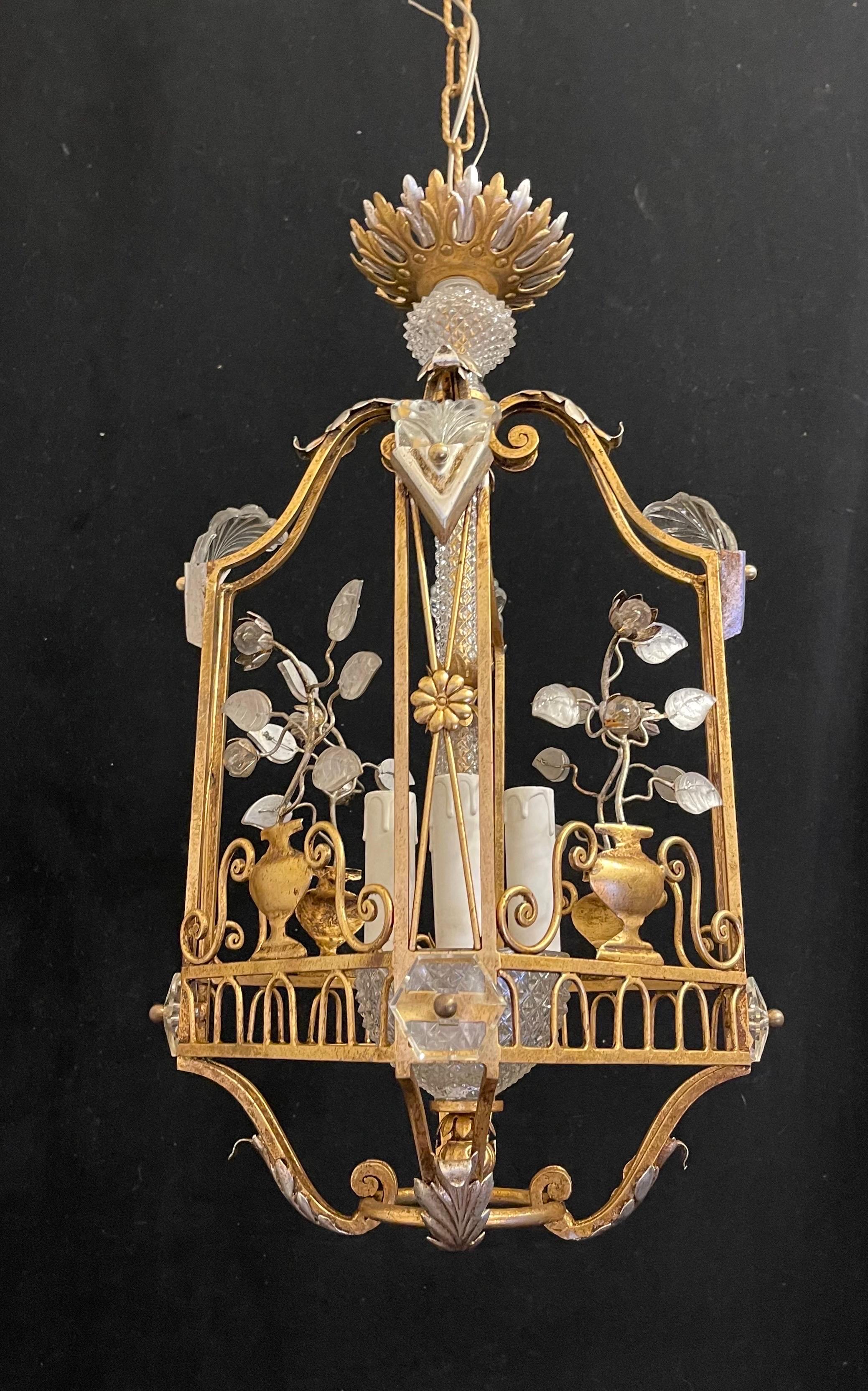 Wunderschöner französischer Baguès Kristall-Laterne Pagode Korb-Kronleuchter aus der Jahrhundertmitte (Italienisch) im Angebot