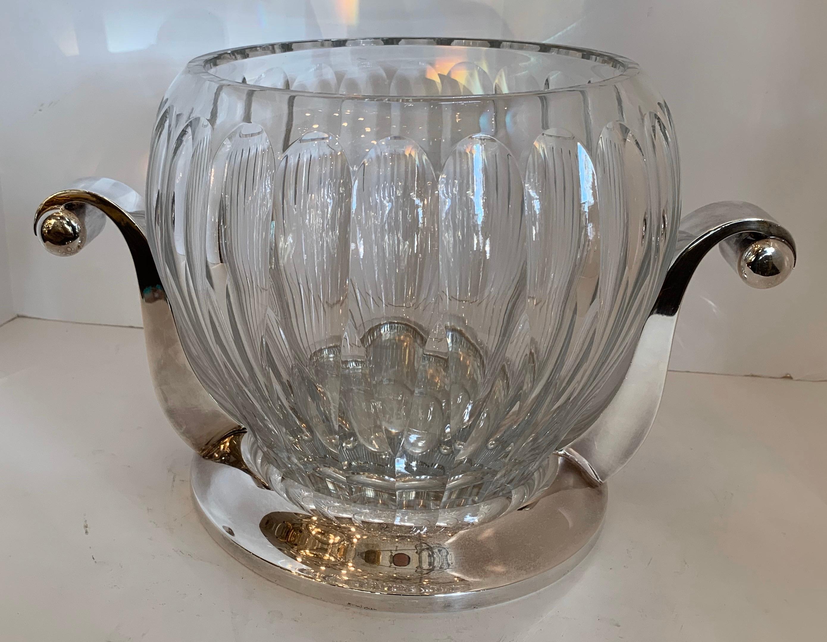A wonderful Mid-Century Modern German Art Deco crystal & silver plated centerpiece / tureen with replacement ladle.