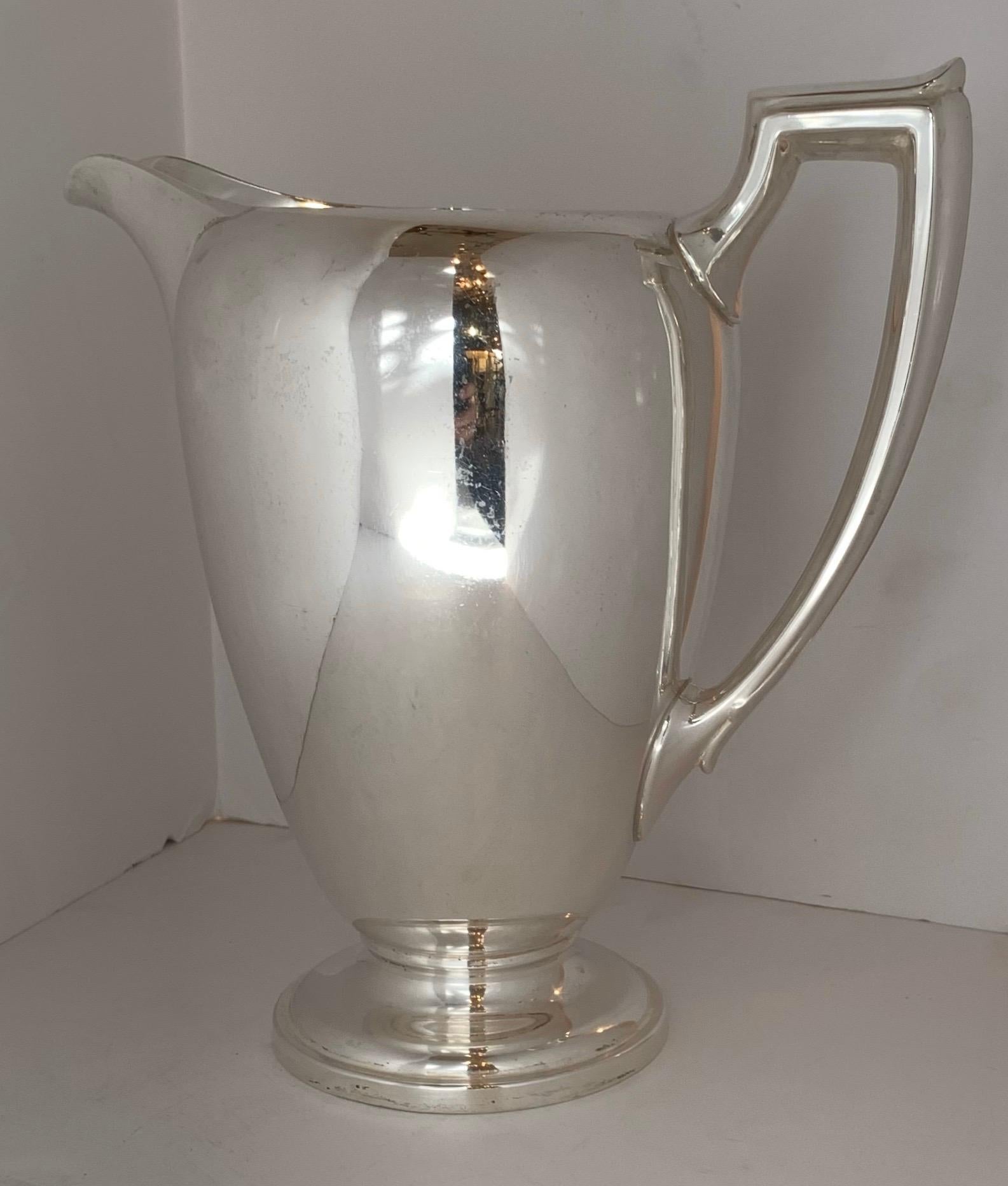 Wonderful Mid-Century Modern Art Deco Cartier Sterling Silver Water Pitcher In Good Condition In Roslyn, NY