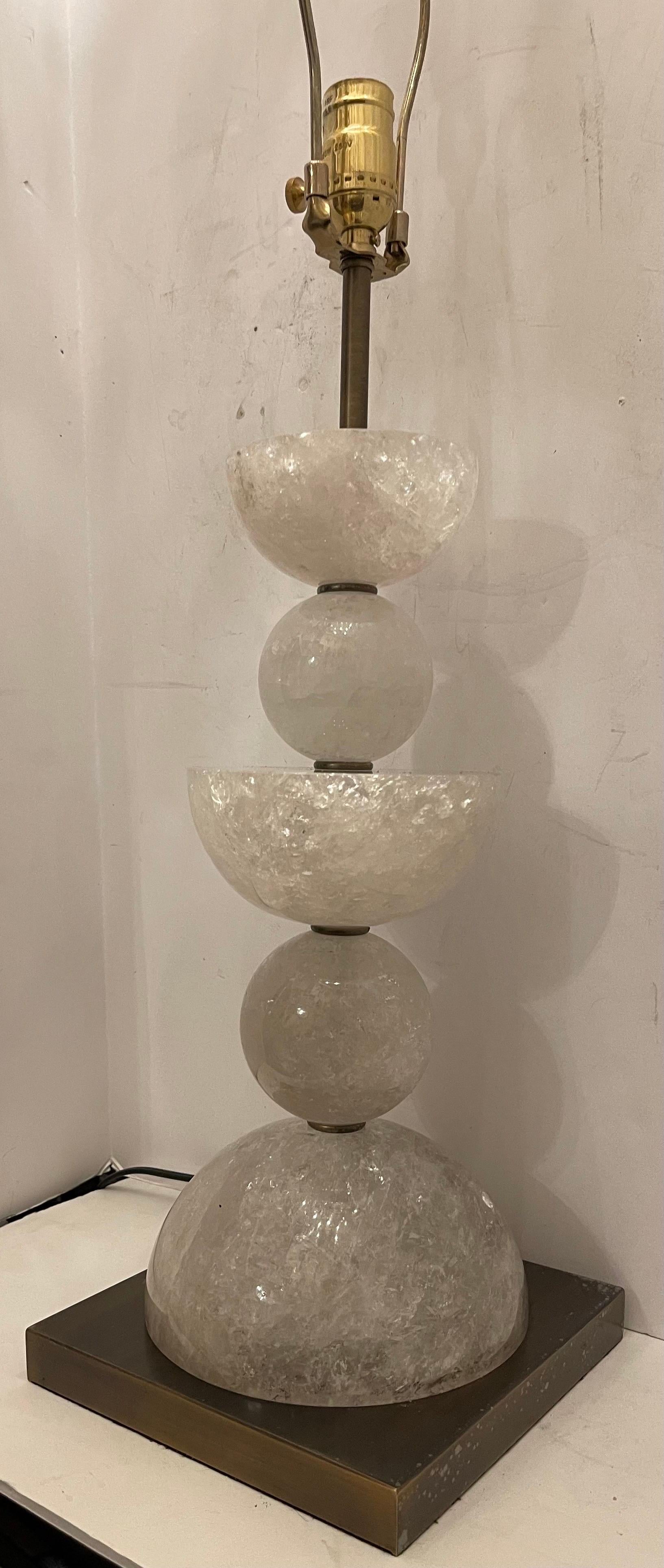 Wonderful MidCentury Modern Art Deco Large Rock Quartz Crystal Lamp at