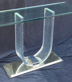 Wonderful Mid-Century Modern Art Deco Lucite Chrome Brass Console Serving Table