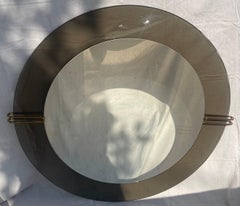 Meraviglioso specchio rotondo in ottone in stile Art Déco Mid-Century Modern di Lorin Marsh