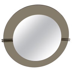 Meraviglioso specchio rotondo in ottone in stile Art Déco Mid-Century Modern di Lorin Marsh