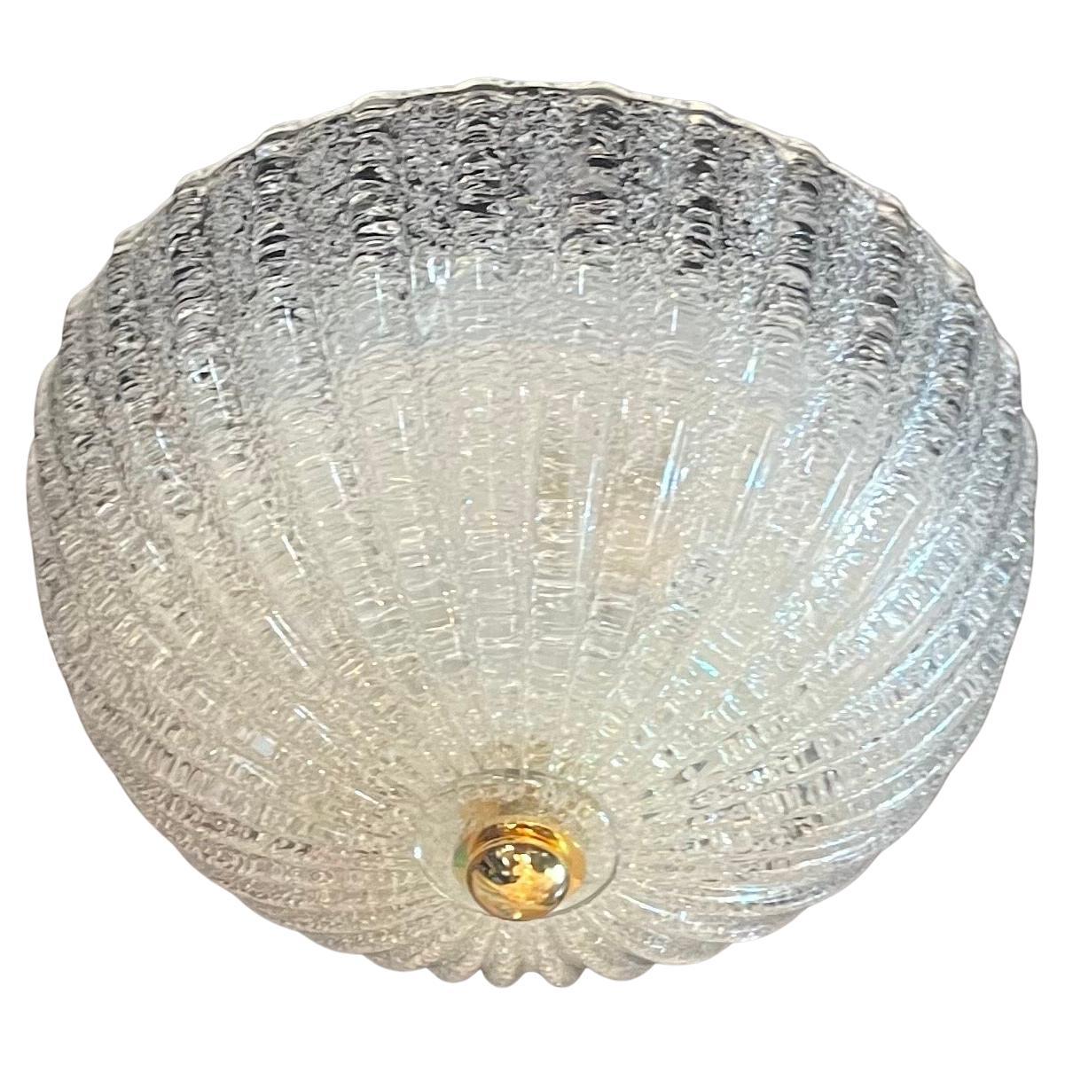 Wonderful Mid Century Modern Barovier Seguso Art Crackle Glass Flush 11 Fixtures