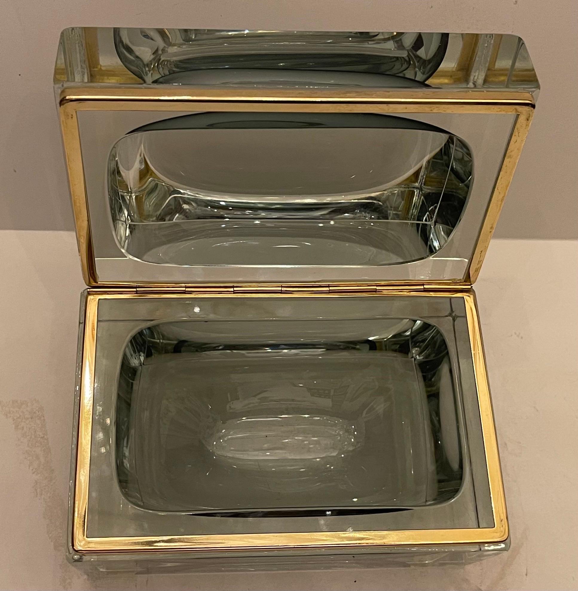 Wonderful Mid-Century Modern Bavaria Toso Crystal Glass Ormolu Bronze Large Box 2